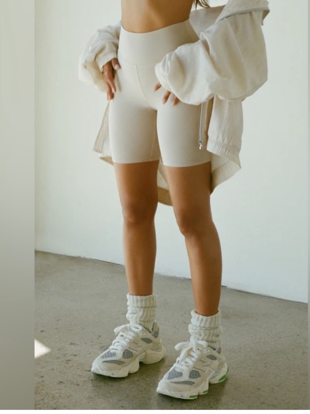 Joah Brown Cream High-Rise Bike Shorts